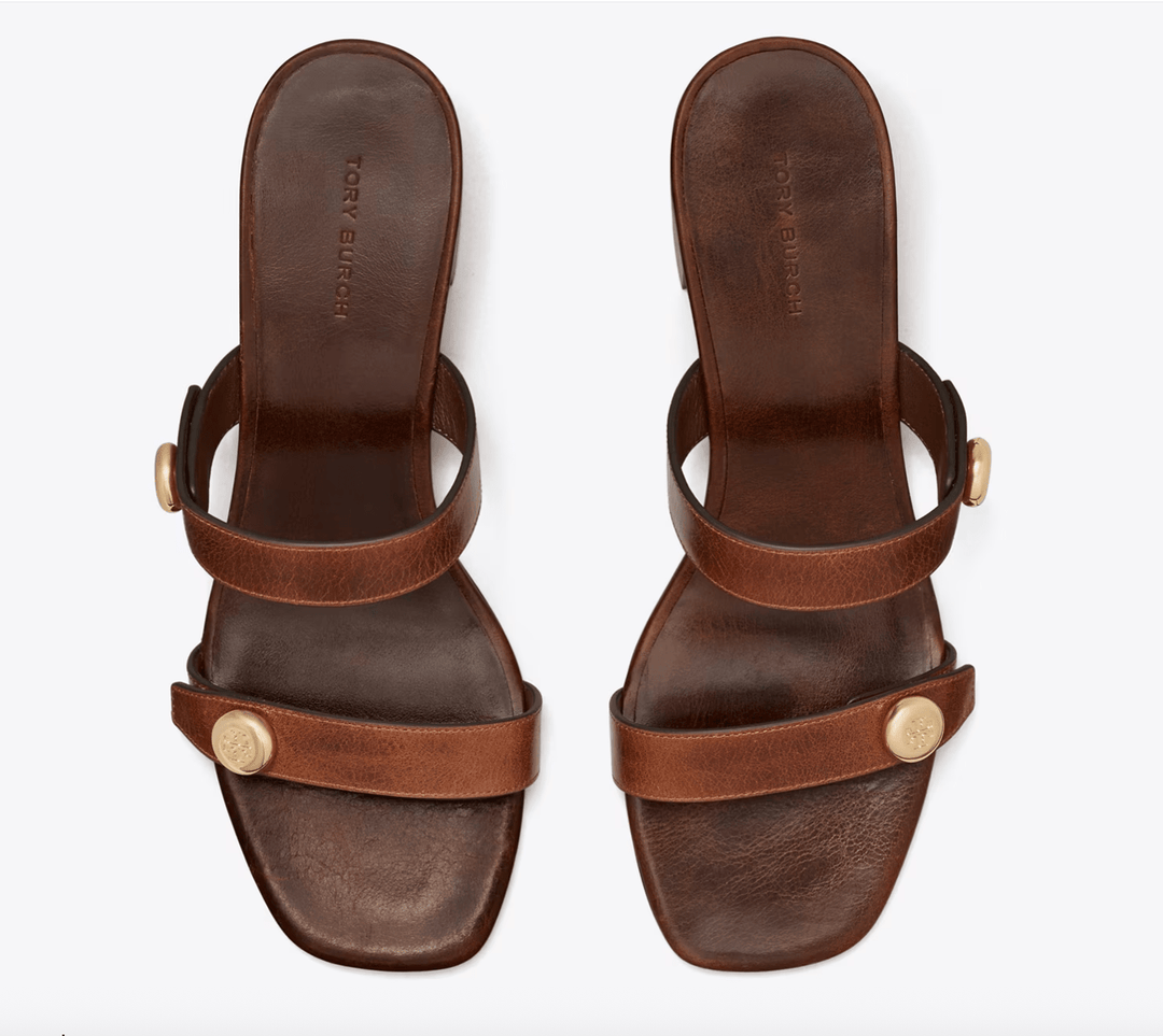 Tory Burch ROMY CITY SANDALS MILK CHOCOLATE Shoes | Shop now at Main &amp; Taylor Shoes!