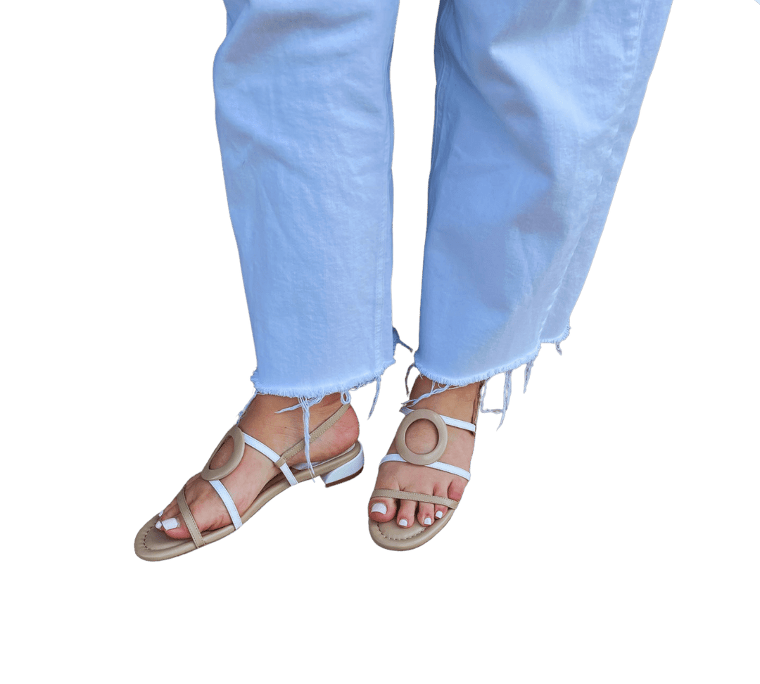 VANELI BENNY ECRU/TAUPE NAPPA SANDAL SHOES | Shop now at Main & Taylor Shoes!