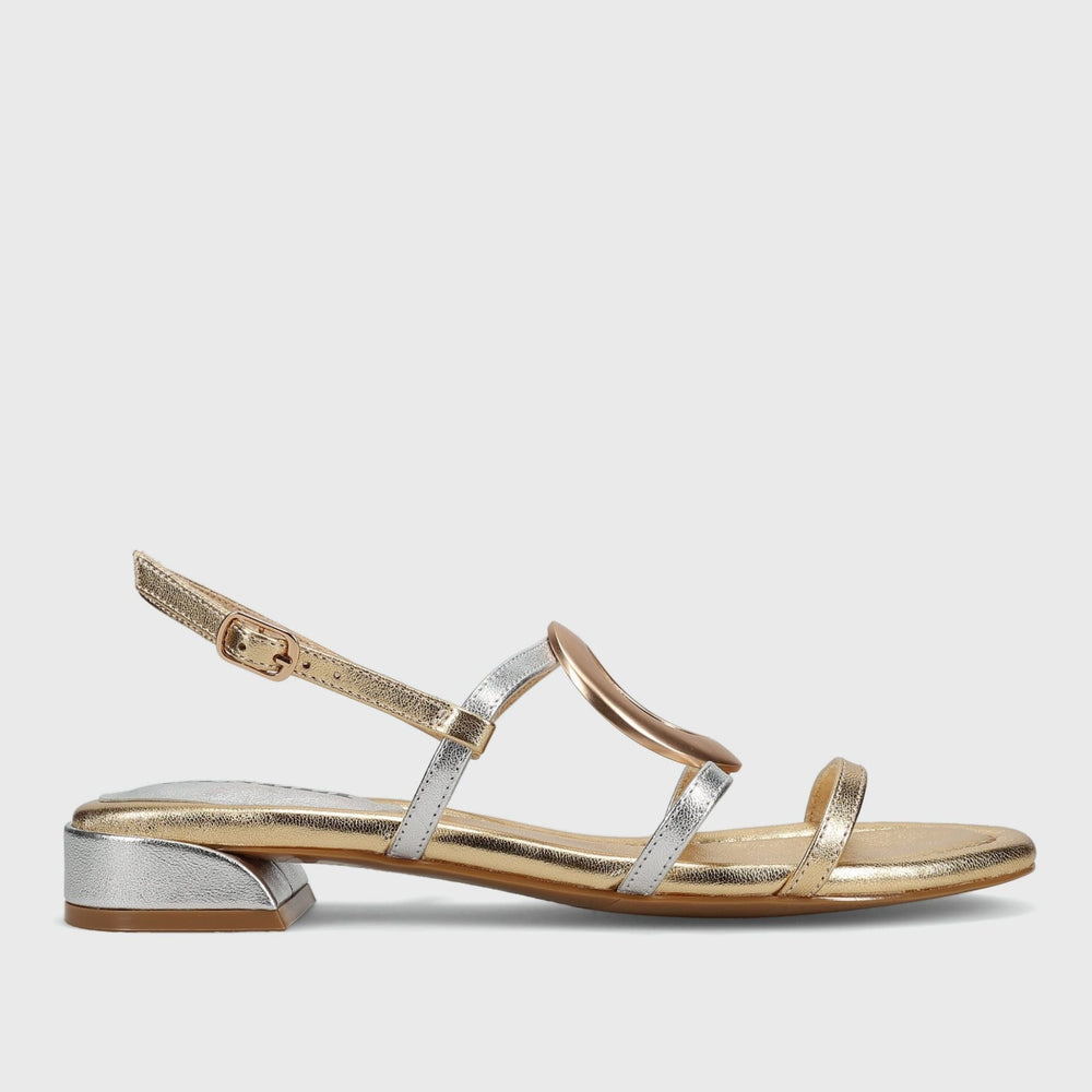 VANELI BENNY GOLD METALLIC COMBO SANDAL Shoes | Shop now at Main & Taylor Shoes!