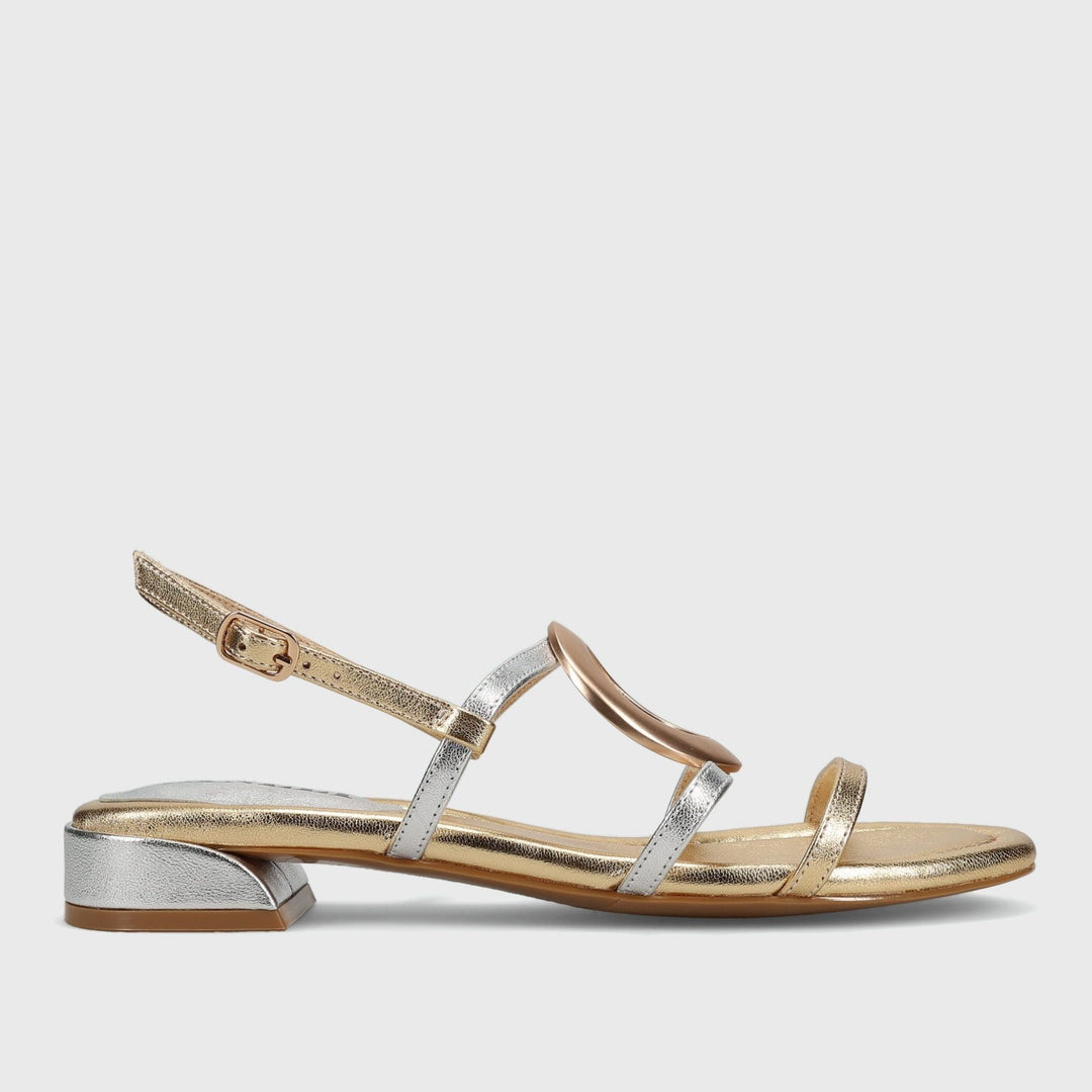 VANELI BENNY GOLD METALLIC COMBO SANDAL Shoes | Shop now at Main &amp; Taylor Shoes!