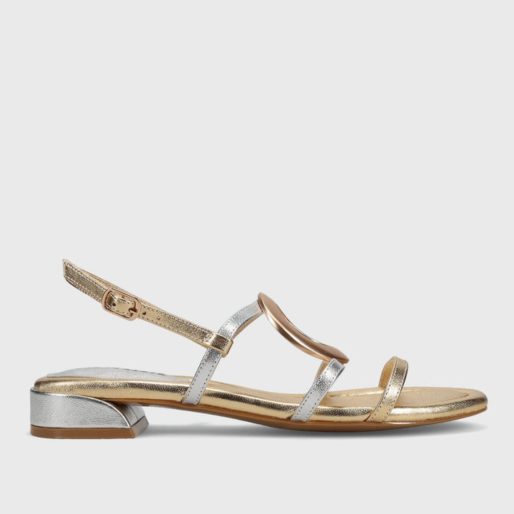 VANELI BENNY GOLD METALLIC COMBO SANDAL Shoes | Shop now at Main &amp; Taylor Shoes!