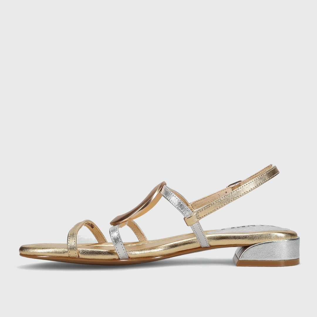 VANELI BENNY GOLD METALLIC COMBO SANDAL Shoes | Shop now at Main &amp; Taylor Shoes!