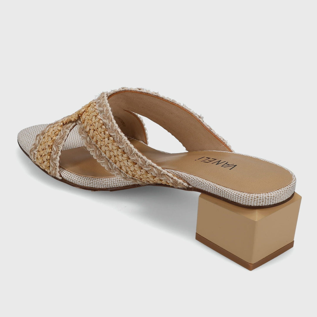 VANELI CYNDIA CREAM/BEIGE RAFFIA SLIDE Shoes | Shop now at Main &amp; Taylor Shoes!