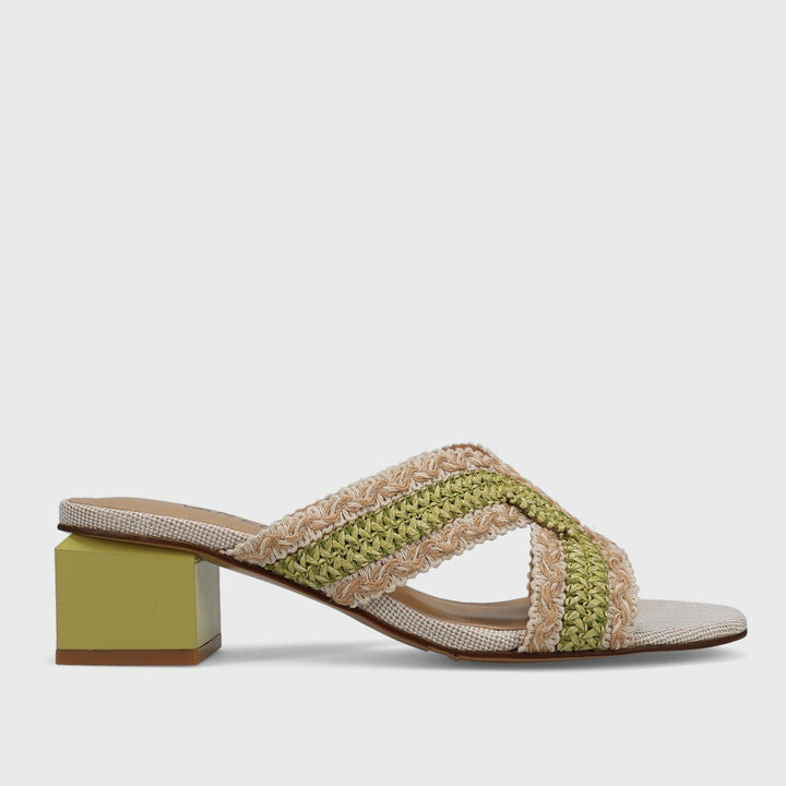 VANELI CYNDIA LIME/BEIGE RAFFIA SANDAL Shoes | Shop now at Main &amp; Taylor Shoes!
