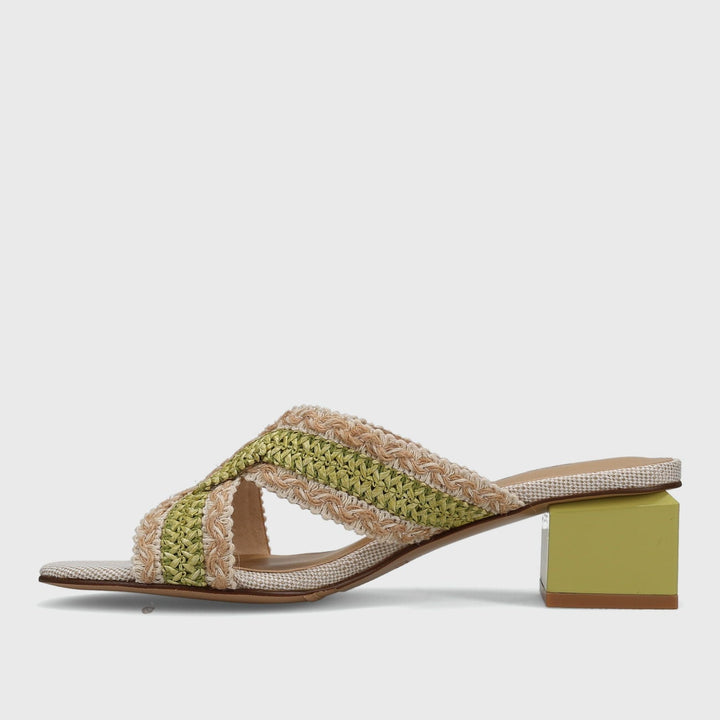 VANELI CYNDIA LIME/BEIGE RAFFIA SANDAL Shoes | Shop now at Main &amp; Taylor Shoes!