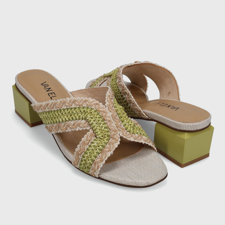 VANELI CYNDIA LIME/BEIGE RAFFIA SANDAL Shoes | Shop now at Main &amp; Taylor Shoes!