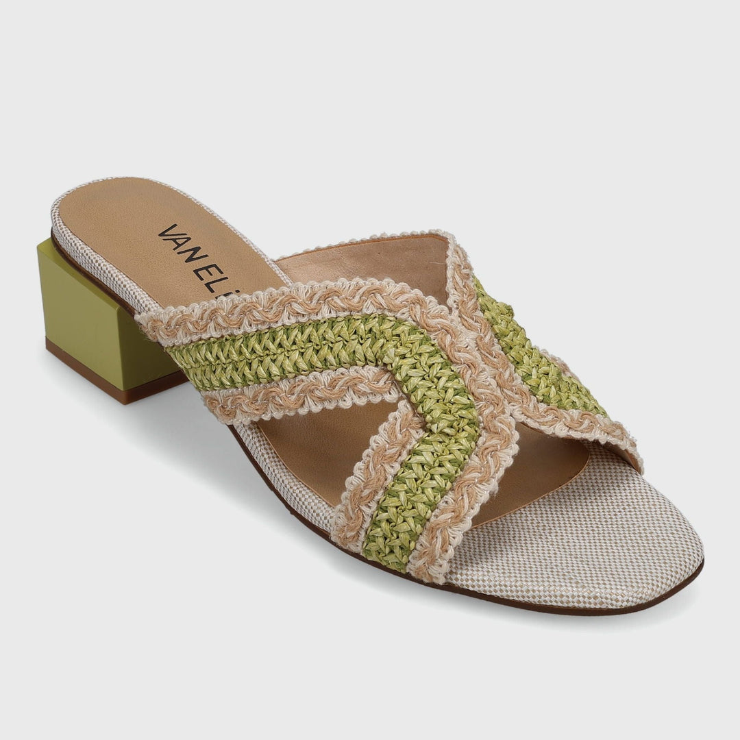 VANELI CYNDIA LIME/BEIGE RAFFIA SANDAL Shoes | Shop now at Main &amp; Taylor Shoes!