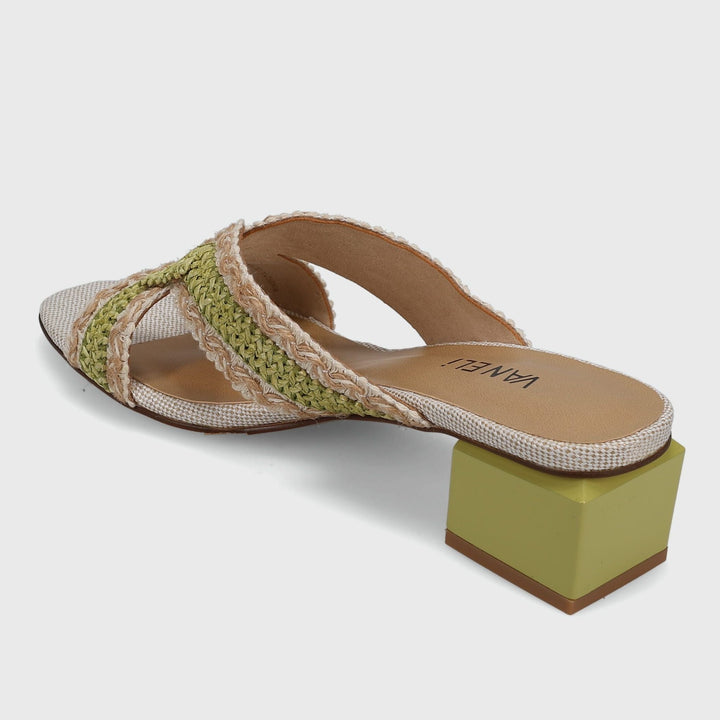 VANELI CYNDIA LIME/BEIGE RAFFIA SANDAL Shoes | Shop now at Main &amp; Taylor Shoes!