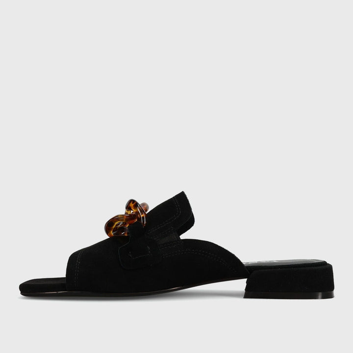 VANELI ENZA BLACK SUEDE SLIDE Shoes | Shop now at Main &amp; Taylor Shoes!