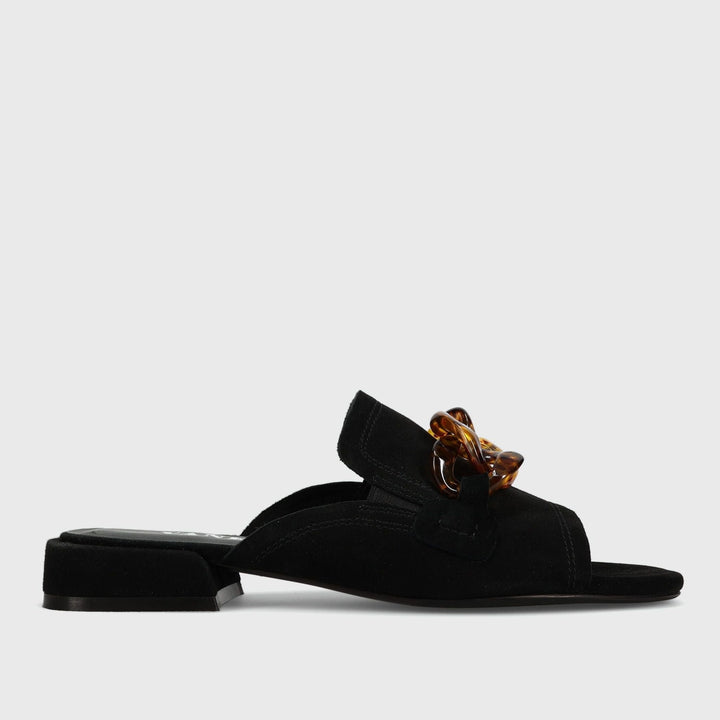 VANELI ENZA BLACK SUEDE SLIDE Shoes | Shop now at Main &amp; Taylor Shoes!