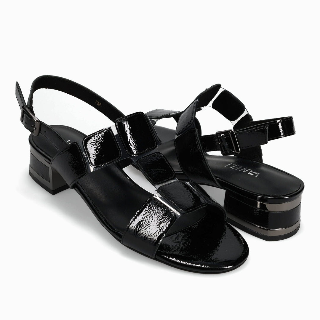 VANELI HATTY BLACK PATENT SANDAL SHOES | Shop now at Main & Taylor Shoes!