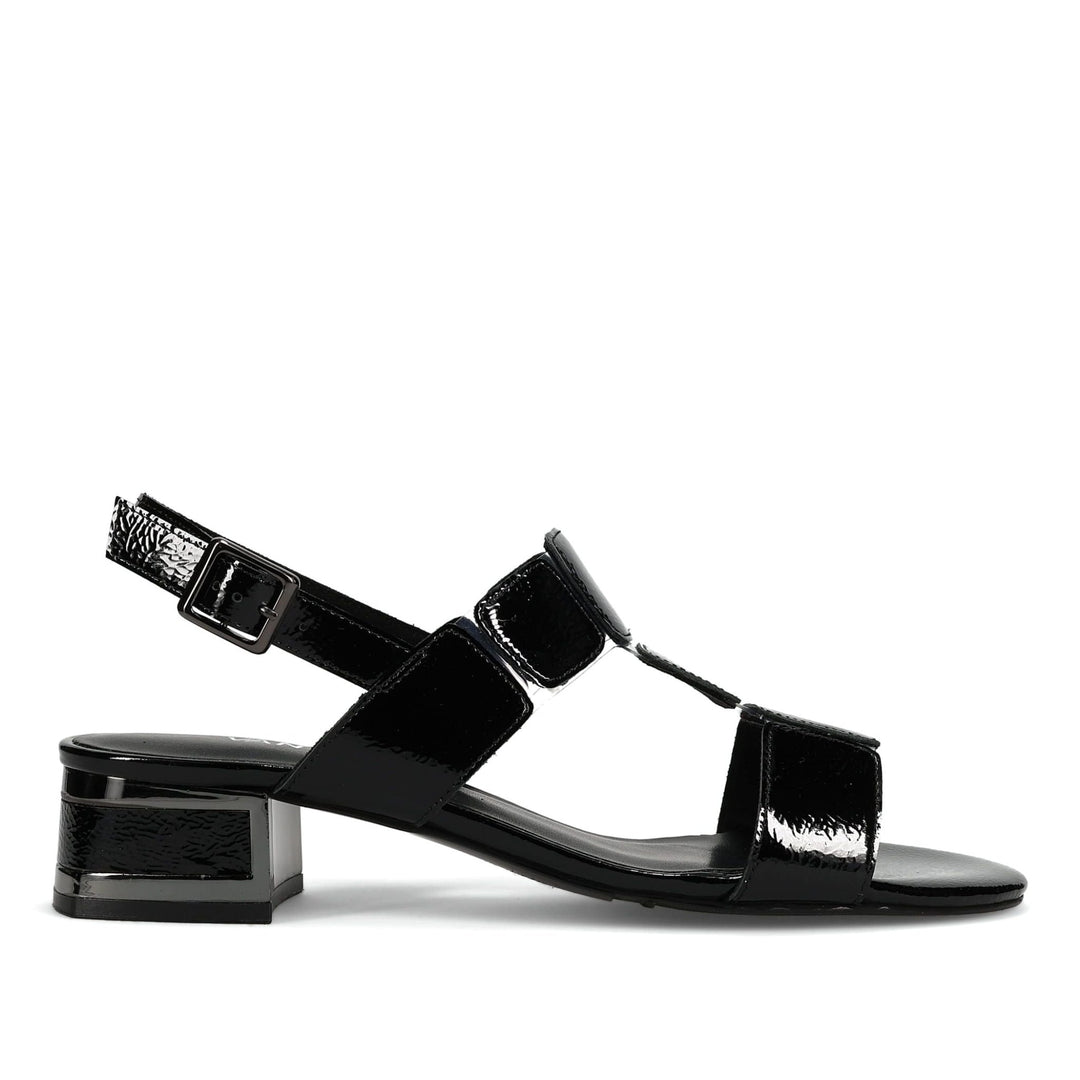 VANELI HATTY BLACK PATENT SANDAL SHOES | Shop now at Main &amp; Taylor Shoes!