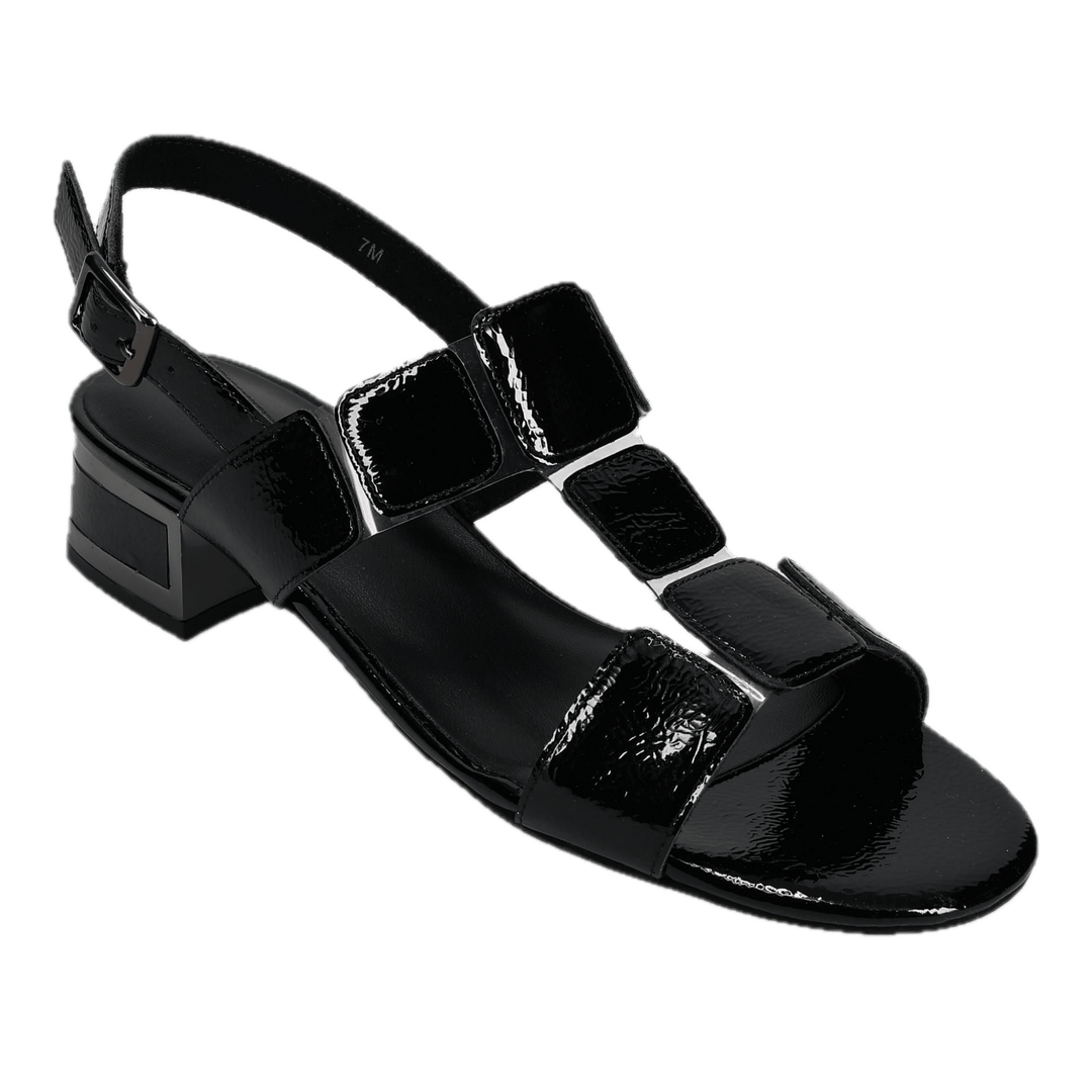VANELI HATTY BLACK PATENT SANDAL SHOES | Shop now at Main &amp; Taylor Shoes!