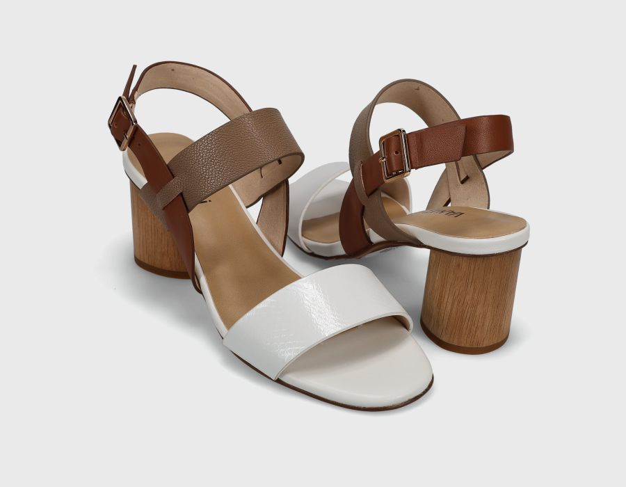 VANELI LORIAN WHITE/BROWN COMBO HEEL Shoes | Shop now at Main & Taylor Shoes!