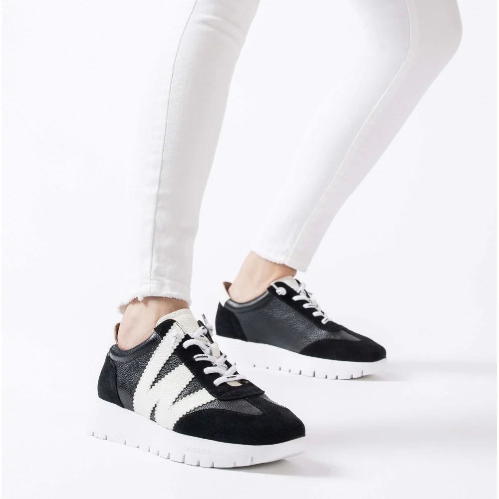 Wonders A-2476 BLACK/MILK SNEAKER Shoes | Shop now at Main &amp; Taylor Shoes!