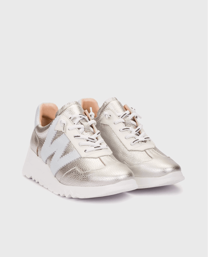 Wonders E - 6770 PLATA/OFF WHITE SNEAKER Shoes | Shop now at Main &amp; Taylor Shoes!