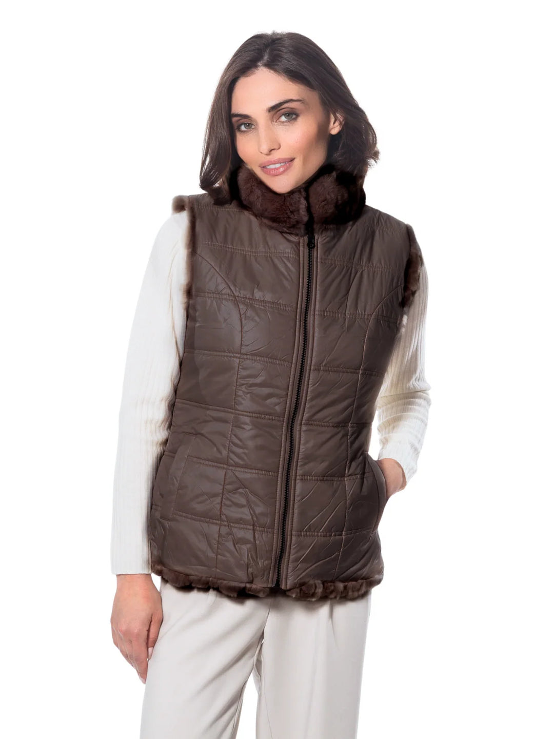 FK 260 REVERSIBLE VEST BROWN