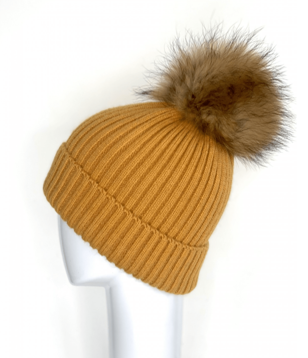 LINDA RICHARDS HAT11 GOLDEN/NATURAL POM POM ACCESSORIES | Shop now at Main & Taylor Shoes!